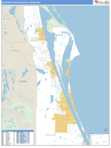 Melbourne-Titusville-Palm Bay, Florida Metro Area Wall Map