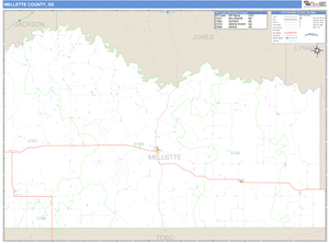Mellette County, South Dakota Zip Code Wall Map