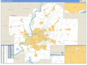 Memphis, Tennessee Metro Area Wall Map
