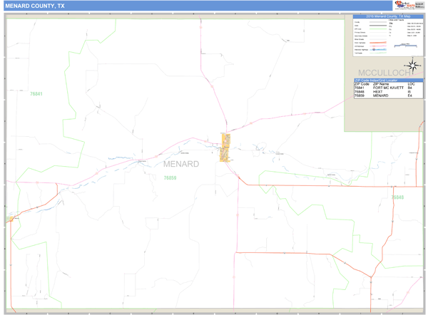 Menard County, Texas Zip Code Wall Map Market Maps (IDI)