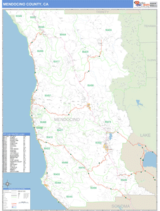 Mendocino County, California Zip Code Wall Map