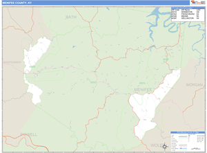 Menifee County, Kentucky Zip Code Wall Map