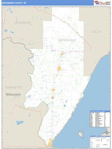 Menominee County, Michigan Zip Code Wall Map