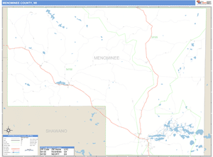 Menominee County, Wisconsin Zip Code Wall Map