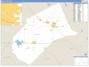 Merced, California Metro Area Wall Map