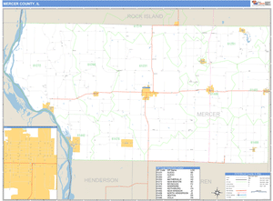 Mercer County, Illinois Zip Code Wall Map