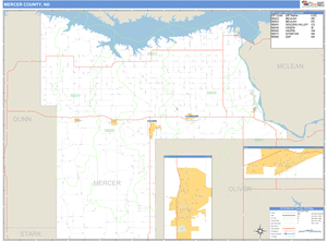 Mercer County, North Dakota Zip Code Wall Map