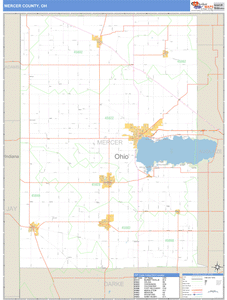 Mercer County, Ohio Zip Code Wall Map