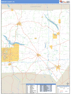Mercer County, Pennsylvania Zip Code Wall Map