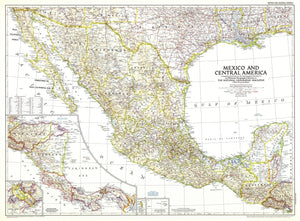Mexico And Central America Map 1953