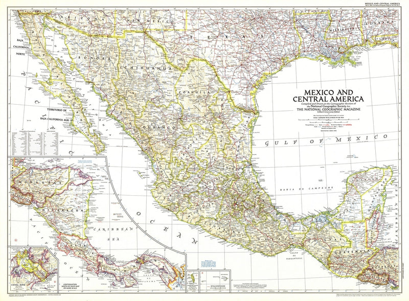 Mexico And Central America Map 1953 Maps.com