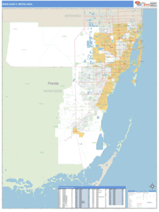 Miami, Florida Metro Area Wall Map