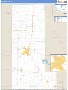 Miami County, Indiana Zip Code Wall Map