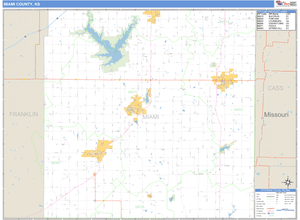 Miami County, Kansas Zip Code Wall Map