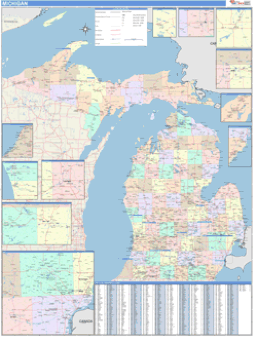 Michigan Business Wall Map Market Maps (IDI)