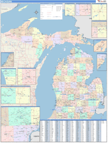Michigan Business Wall Map Market Maps (IDI)