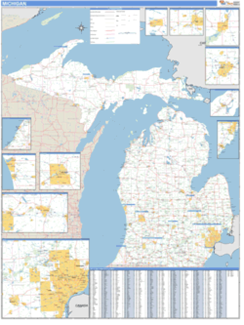 Michigan ZIP Code Wall Map Market Maps (IDI)