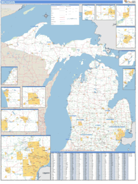 Michigan ZIP Code Wall Map Market Maps (IDI)