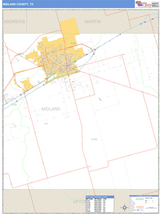Midland County, Texas Zip Code Wall Map