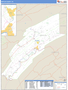 Mifflin County, Pennsylvania Zip Code Wall Map