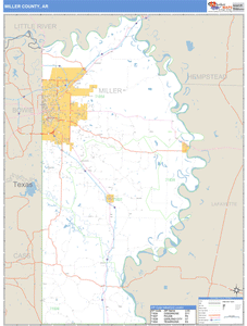 Miller County, Arkansas Zip Code Wall Map