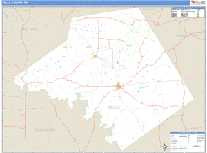Mills County, Texas Zip Code Wall Map