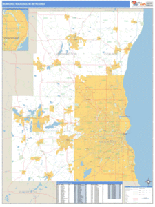 Milwaukee-Waukesha, Wisconsin Metro Area Wall Map
