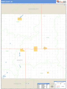 Miner County, South Dakota Zip Code Wall Map