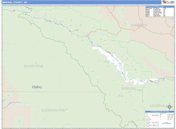 Mineral County, Montana Zip Code Wall Map Market Maps (IDI)