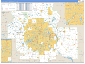 Minneapolis-St. Paul, Minnesota Metro Area Wall Map