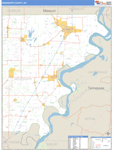 Mississippi County, Arkansas Zip Code Wall Map