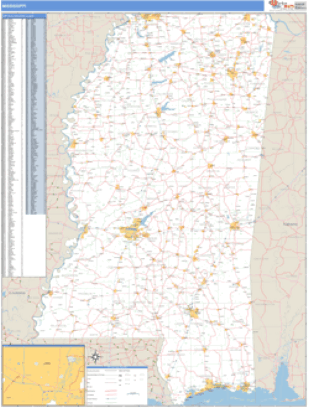 Mississippi ZIP Code Wall Map Market Maps (IDI)