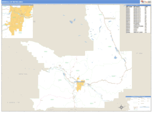 Missoula, Montana Metro Area Wall Map Market Maps (IDI)