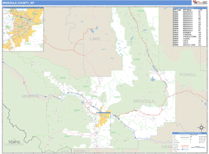 Missoula County, Montana Zip Code Wall Map