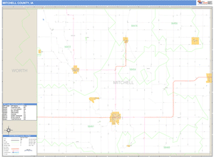 Mitchell County, Iowa Zip Code Wall Map