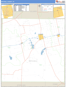 Mitchell County, Texas Zip Code Wall Map