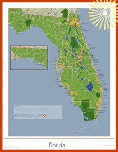 Florida Soleil Wall Map
