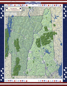 New Hampshire and Vermont Americana Wall Map