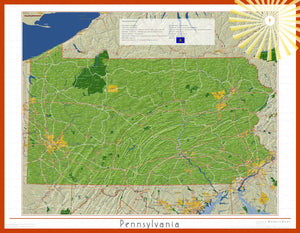 Pennsylvania Soleil Wall Map