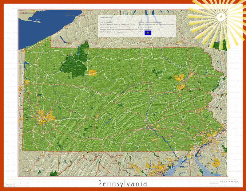 Pennsylvania Soleil Wall Map Maps.com