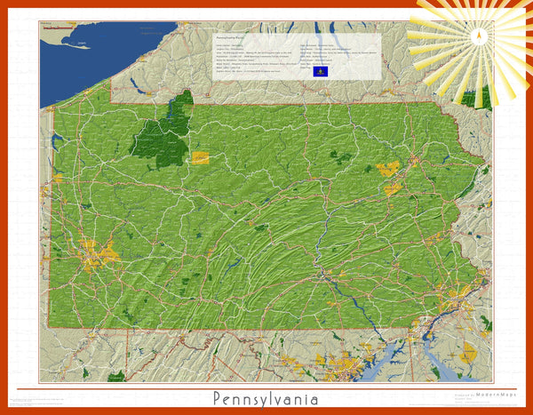 Pennsylvania Soleil Wall Map Maps.com