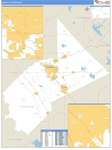 Modesto, California Metro Area Wall Map