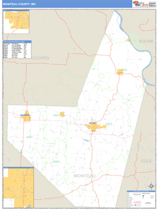 Moniteau County, Missouri Zip Code Wall Map