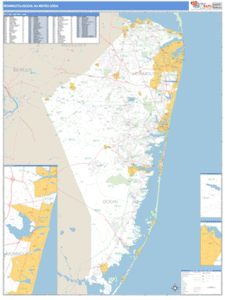 Monmouth-Ocean, New Jersey Metro Area Wall Map