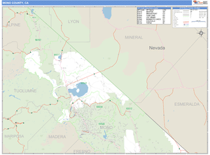 Mono County, California Zip Code Wall Map