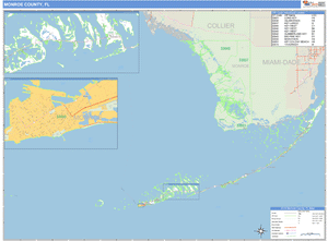 Monroe County, Florida Zip Code Wall Map