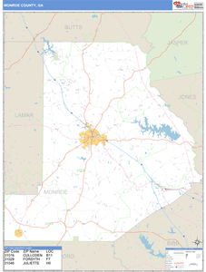 Monroe County, Georgia Zip Code Wall Map