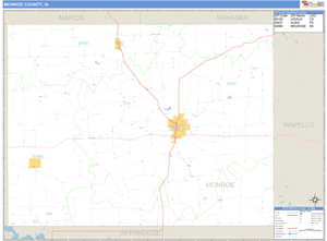 Monroe County, Iowa Zip Code Wall Map