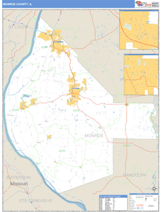 Monroe County, Illinois Zip Code Wall Map