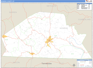 Monroe County, Kentucky Zip Code Wall Map